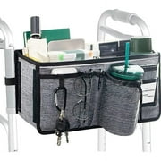 Basket for Walker Ravmix Walker Accessories Bag with Cup Holder Walker Basket for Folding Walker Hands-Free Storage Bag