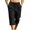 Black, variant on Men Drawstring Elastic High Waist Adjustable Hem Cropped Capri Woven Pants Deep Side Slip Pockets Lightweight Crinkle Fabric Summer Beach Outdoor Casual Trousers XXL