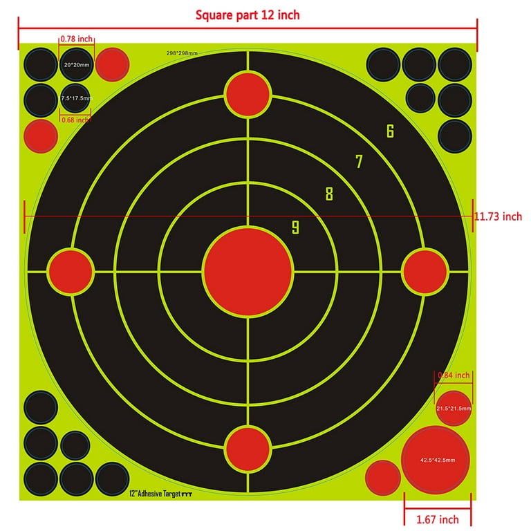 Splatterburst Targets-12 x 12 inch Sight in Stick Splatter Self Adhesive-10  pcs