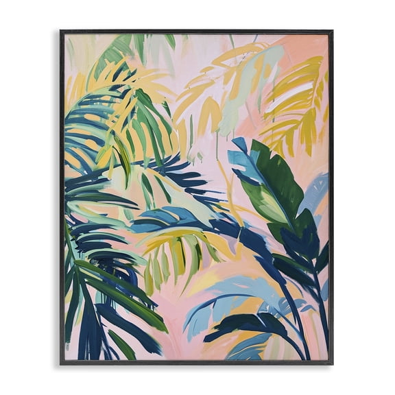 Stupell Industries Contemporary Tropical Leaf Impressions Black Framed Giclee Art, 11 x 14, by Ramona Murdock