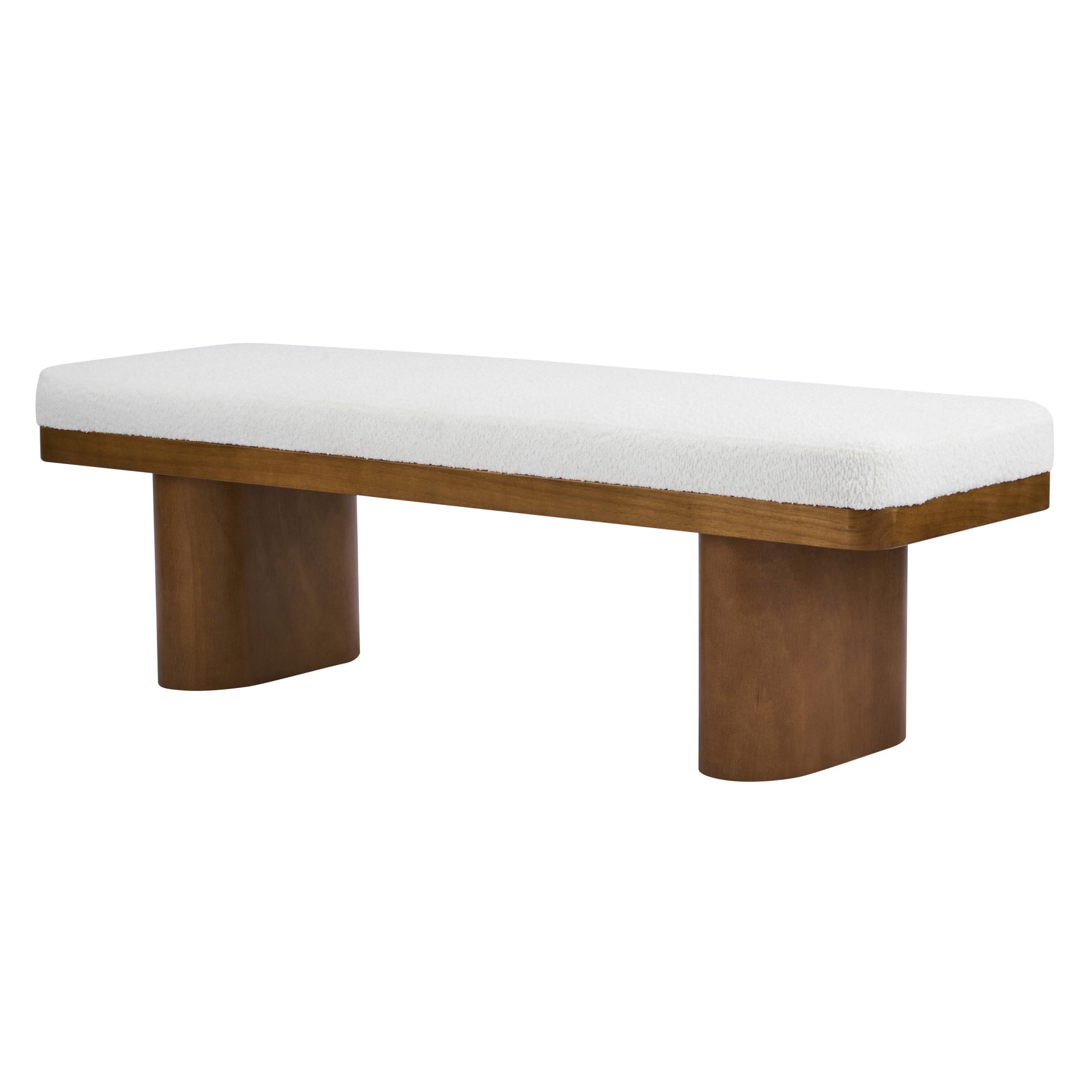 Christopher Knight Home 55" Modern Farmhouse Chenille Upholstered Bench with Rubberwood Legs, Beige
