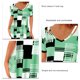 thumbnail image 4 of Tops con cuello en V ahuecados Camiseta de manga corta con estilo transpirable con estampado de cuadros de poliéster para mujer Verde XXL, 4 of 5