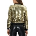 thumbnail image 3 of Chaqueta bomber de mujer con lentejuelas INSPIRE CHIC, cierre de cremallera, bolsillos ocultos, color dorado, 3 of 6