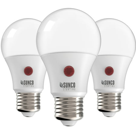

Sunco Lighting 3 Pack A19 LED Bulb with Dusk to Dawn 9W=60W 800 LM 3000K Warm White Auto On/Off Photocell Sensor - UL