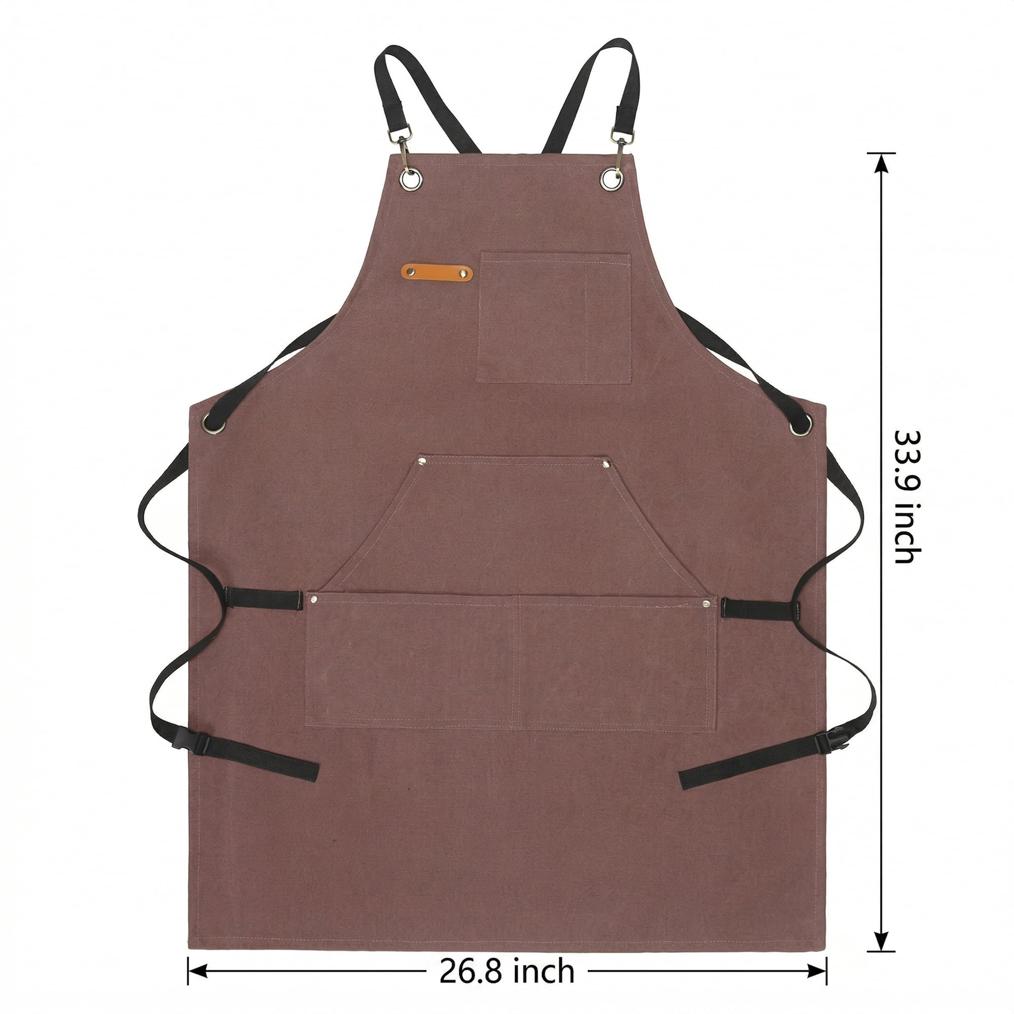 Unique Bargains Adjustable Waterproof Kitchen Apron with Pockets Durable Polyester Coffee