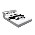 thumbnail image 2 of Ambesonne Animal Fitted Sheet & Pillow Sham Set, Panda Wants to Hug, Queen, Black White, 2 of 2