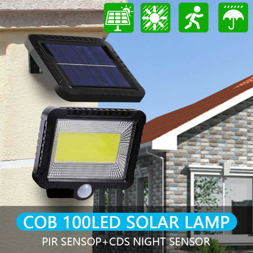 100 LED Outdoor Solar Powered Wall Lamp Motion Sensor Waterproof Security Light 