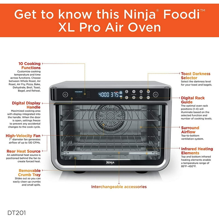 Ninja DT201 Foodi 10-in-1 XL Pro Air Fry Toaster Oven Air Fryer Convection  Roast 622356563543