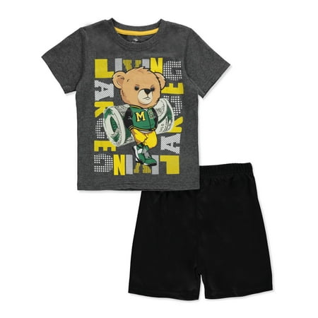 

S1ope Boys 2-Piece Bear Shorts Set Outfit - charcoal gray 2t (Toddler)