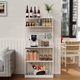 thumbnail image 2 of IVV Bamboo Bakers Rack, 5-Tier Microwave Stand, Kitchen Utility Storage Shelf with 4 S-Shaped Hooks, Coffee Bar Table Station, Standing Rack, 30.75"L x 15"W x 65.75"H, White, 2 of 9