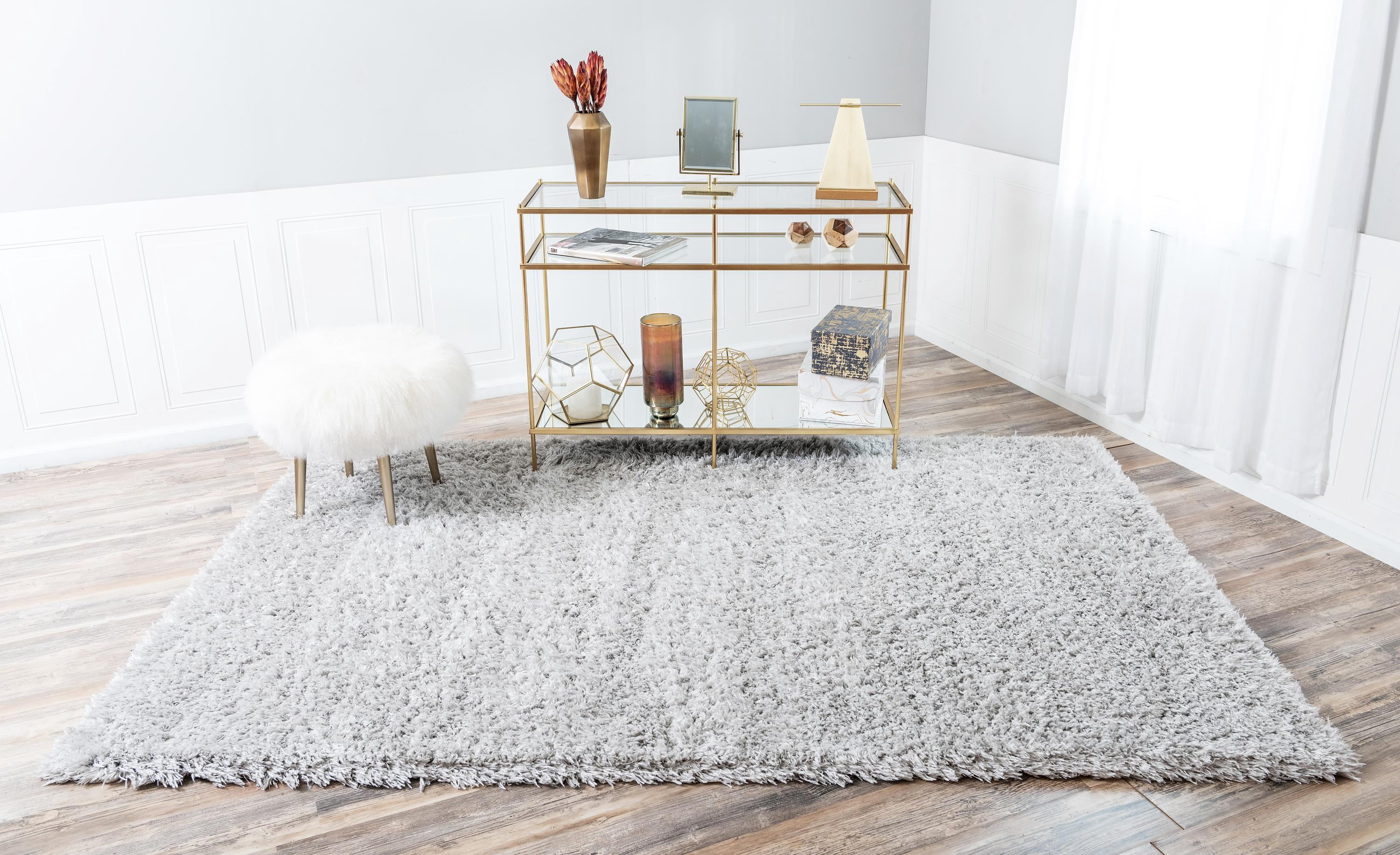 Unique Loom Marilyn Monroe Opulence Shag Collection Area Rug - (8' x 10' Rectangle Silver Screen)