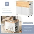 thumbnail image 3 of JESTOP Kitchen Island Cart with Power Outlet, Wood Drop-Leaf Top and Wine Rack, Rolling Mobile Kitchen Island on 5 Wheels with Adjustable Shelves, Storage Cabinet, and Drawers, 39.8 Inch Width, 3 of 7