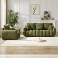 thumbnail image 4 of Muumblus Pure 2 Pieces Living Room Furniture Set, Single Sofa Chair and 3-Seater Sofa, Green Teddy, 4 of 8