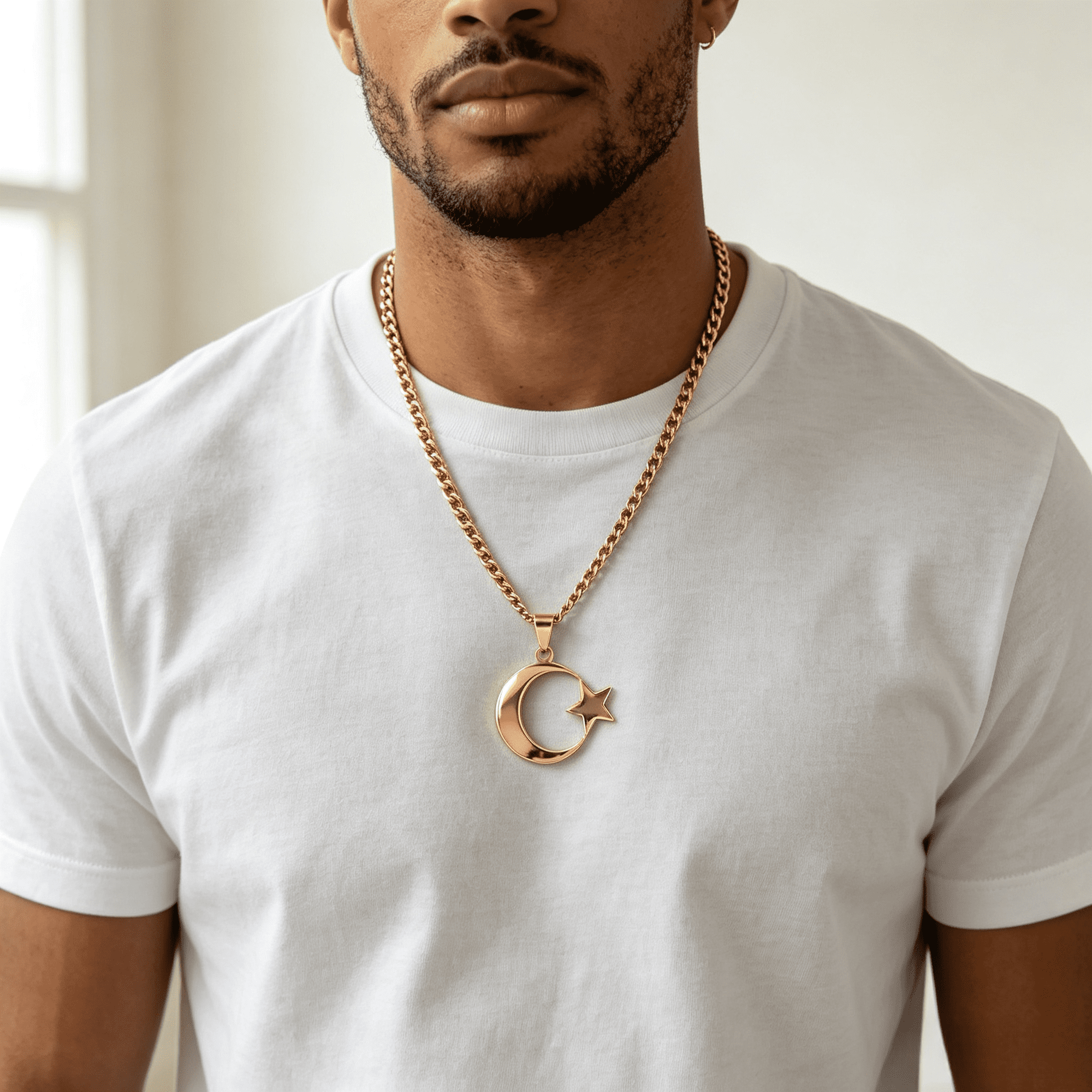 Moon Star Symbol Pendant Necklace, 14K Gold Filled Spiritual Faith Driven Statement Chain Jewelry