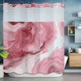 thumbnail image 6 of No Hook Pink Marble Shower Curtain with Snap in Liner Set, Summer Ocean Wave Red Ombre Waterproof Fabric Bathroom Curtains with See Through Top Window, Hotel Style Long 72 x 78 Inch, 6 of 9