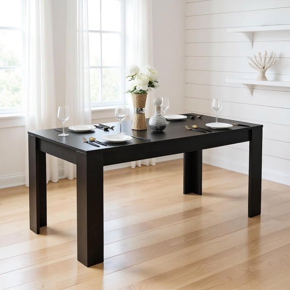 Topcobe 63" Rectangular Modern Dining Kitchen Table for 6 People, Table for Dining Room, Black