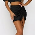 thumbnail image 5 of Women's Sexy Ruched Pleated Side Split Slit Short Mini Skirt, 5 of 5
