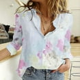 thumbnail image 2 of KALE V Neck Long Sleeve Shirts for Women Floral Print Button Down Shirt Lightweight Blouse Summer Casual Tops Business Casual Tops Light Blue, 2 of 5