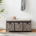 thumbnail image 3 of Willow 40" Farmhouse 3 Drawer Storage Bench in Gray Wash/Oatmeal Linen, 3 of 9