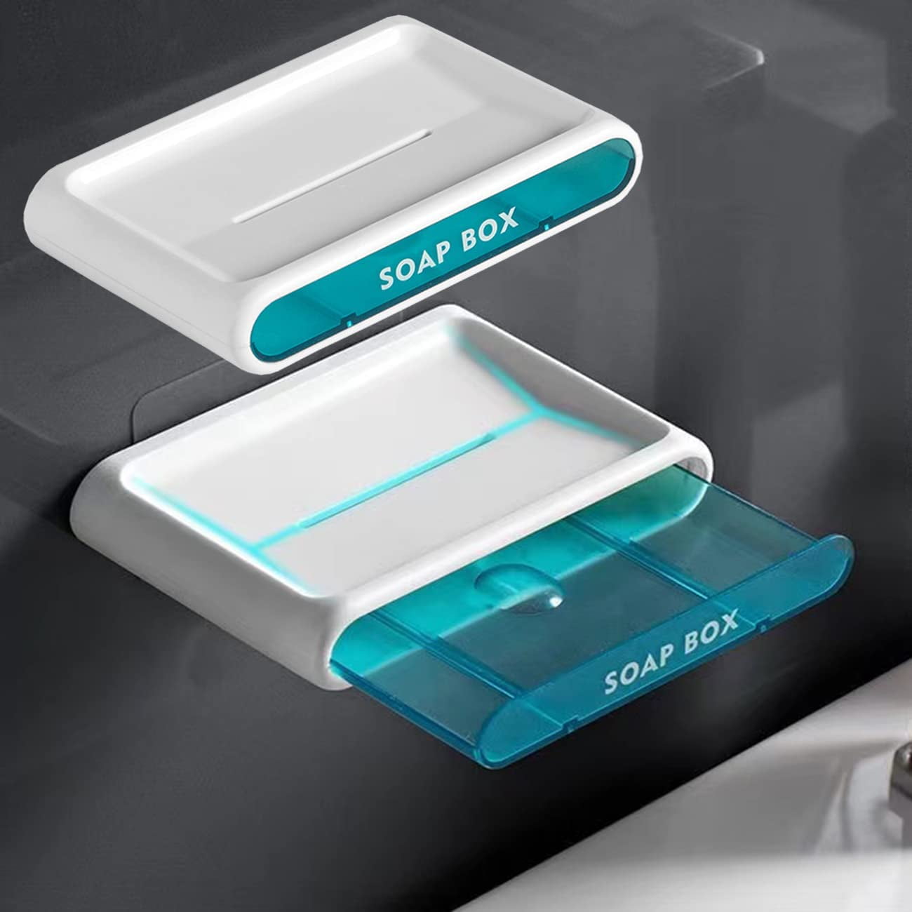 Homgreen Self Draining Soap Dishes 2 Pack, Drawer Soap Rack with