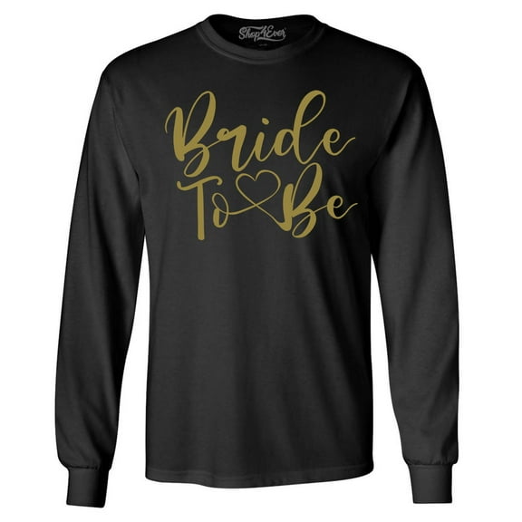 Shop4Ever Men's Bride To Be Gold Heart Wedding Long Sleeve Shirt Small Black