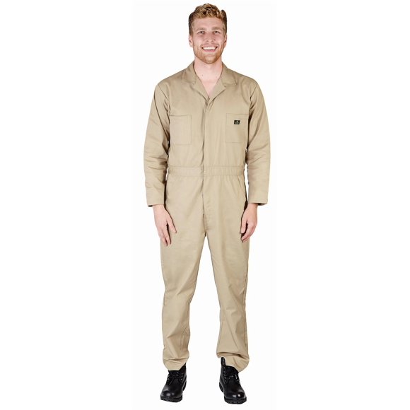 NATURAL WORKWEAR - Mens Tall Long Sleeve Basic Blended Coverall, Khaki 38094-XST-FBA