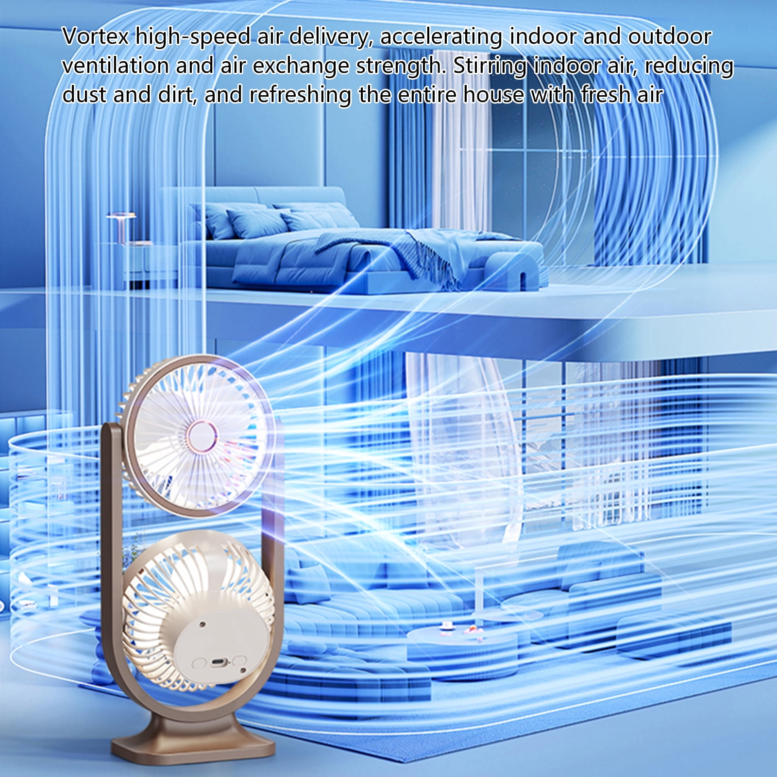 1. Head USB Rechargeable Fan, Portable Cooling Fan with Quiet for Home Office Travel Car Bedroom Living Room
