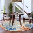 thumbnail image 3 of Orange Navy Blue Coral Round Area Rug 6Ft Washable Circle Rugs for Bathroom Office, Summer Beach Coastal Retro Non-Slip Carpet Floor Mats Indoor Outdoor Carpet Runner Aesthetic Home Decor, 3 of 8