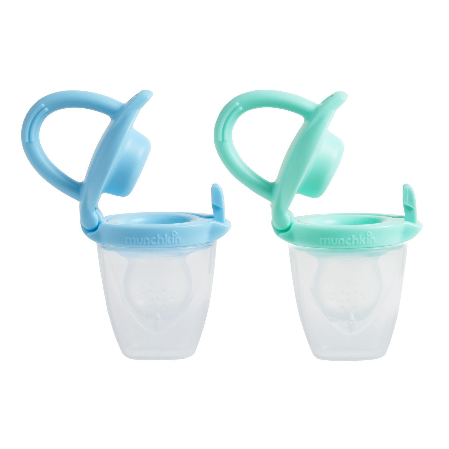 Munchkin Silicone Baby Food Feeder, 2 Pack (Blue/Mint)