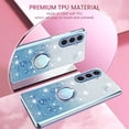 thumbnail image 2 of for Samsung Galaxy S25 Plus (Not S25) 6.7" Case, Flowers Floral Design Bling Clear Glitter Sparkle Diamond Soft TPU Silicone Cover with Ring Kickstand for Samsung Galaxy S25 Plus HSF-Blue, 2 of 7