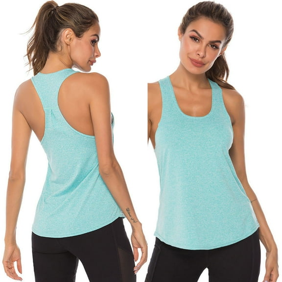 MRULIC tank top for women Women Sport Fitness Tank Top Athletic Undershirt Yoga T-Shirt Quick Dry Vest Womens tank tops Blue L