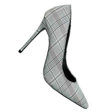 Stiletto Heel Bridal Shoes Ivory20c by Wild Diva, Plaid Tweed High Heels Dress Pumps - Women Retro Stiletto Comfy Shoes ()