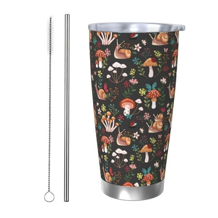 

Tideii Mushroom Snail for 20OZ Car Cup Stainless Steel Cold and Hot Cup with Lid Suitable for Outdoor and Home Unisex-Straw Two-piece Set
