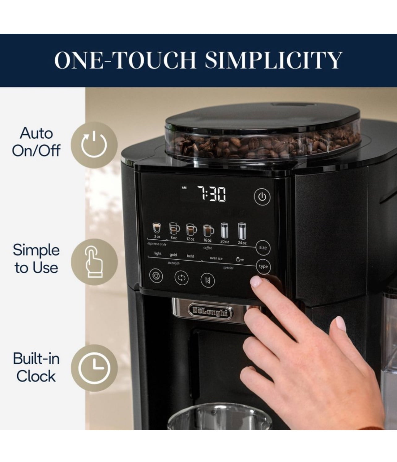 De'Longhi TrueBrew Automatic Coffee Maker with Bean Extract Technology - Black Matte