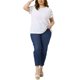 thumbnail image 2 of Blusa casual de verano para mujer de tallas grandes Agnes Orinda, con panel de encaje calado, mangas cortas y cuello redondo, 1X blanca, 2 of 6