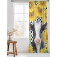 thumbnail image 3 of Sheer Curtains 108 Inches Long, Cow Sunflowers Semi Sheer Curtains Light Filtering Window Treatment, Farmhouse Country Animals Floral Black Plaid Privacy Voile Drapes for Living Room 52x108 Inch, 3 of 7