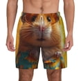 thumbnail image 2 of Picia Hawaiian Style Guinea Pig pattern Mens Swim Trunks with Compression Liner Stretch Beach Shorts Quick Dry with Zipper Pockets No-Chafing Board Shorts-Medium, 2 of 9