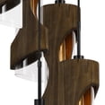 thumbnail image 2 of 5 Light Metal Frame Pendant Fixture with Wooden and Glass Shades, Brown, 2 of 5