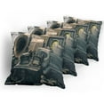 thumbnail image 5 of Ambesonne Antique Throw Pillow Cover 4 Pack, Old Store Gramophone, 16", Sepia, 5 of 7