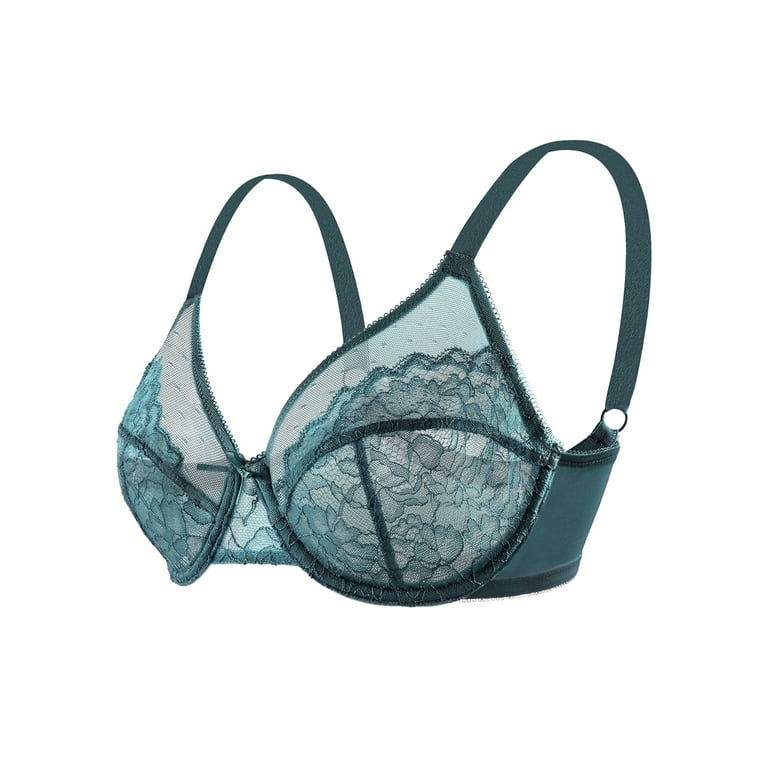 HSIA Plus Size Bras for Women Full Coverage Back Fat Underwire Unlined Bras  Balsam Blue 40H 