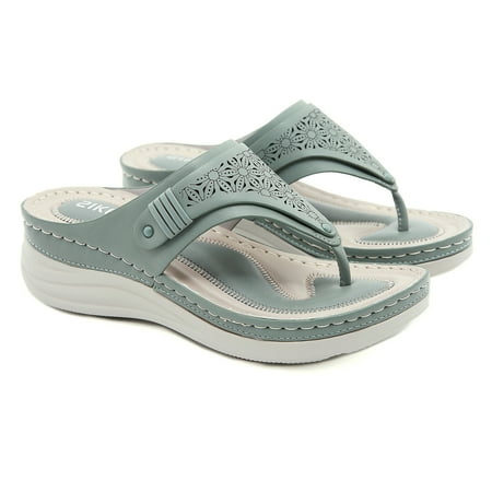 

Flops Slippers Flip Out Vintage On Summers Slip Wedge Womens Hollow Shoes Floral Women s Slipper Note Please Buy One Or Two Sizes Larger