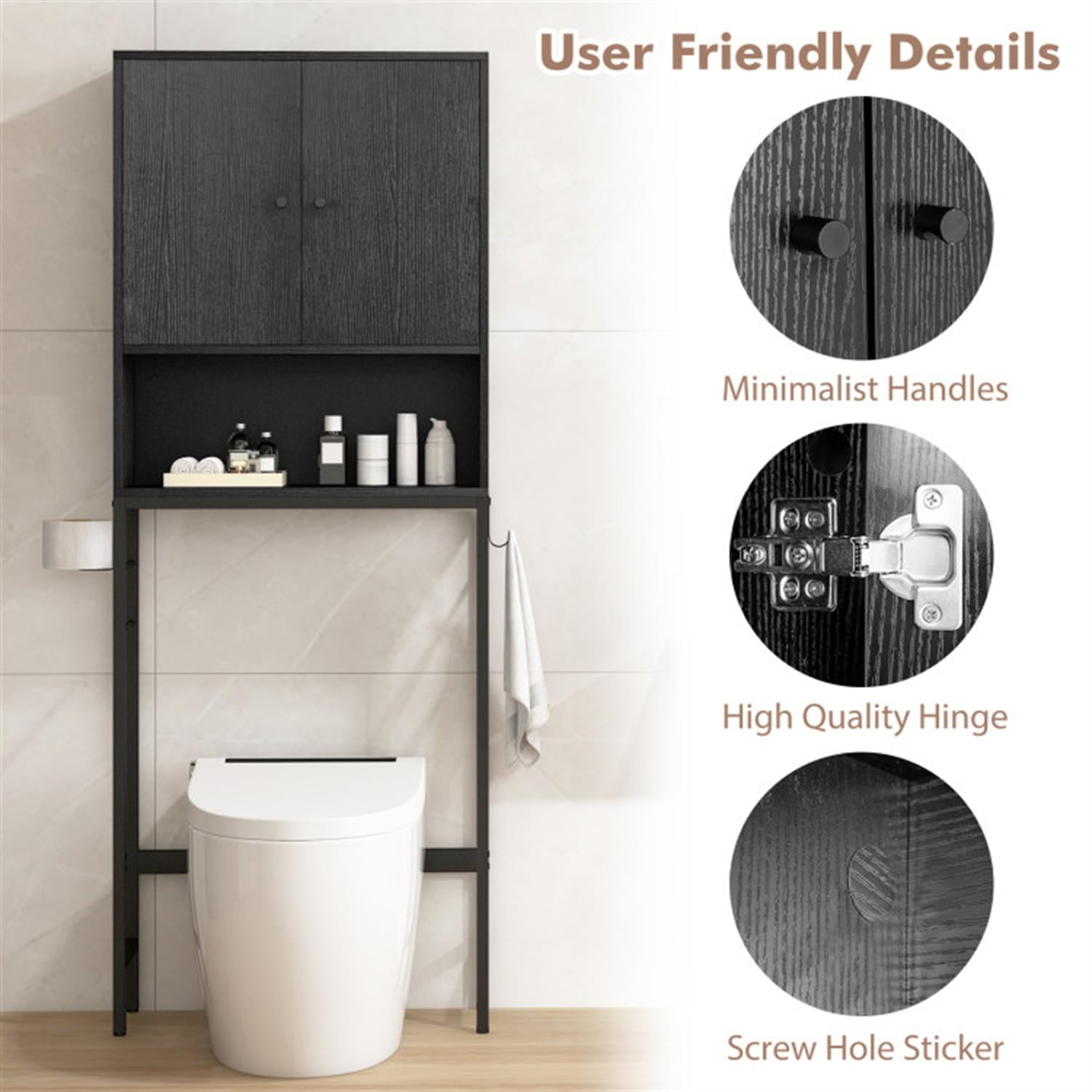 Demi Bonn Over The Toilet Storage Cabinet, Storage Shelf, with 2 Doors and Adjustable Shelf, for Bathroom,Black