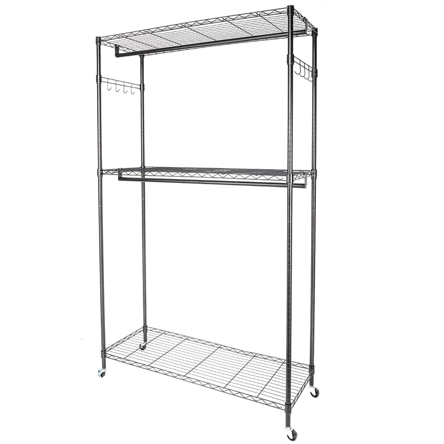 Lowestbest 2 Tier Rod Closet Organizer, Black Lowestbest 2 Tier Rod Closet Organizer, Black