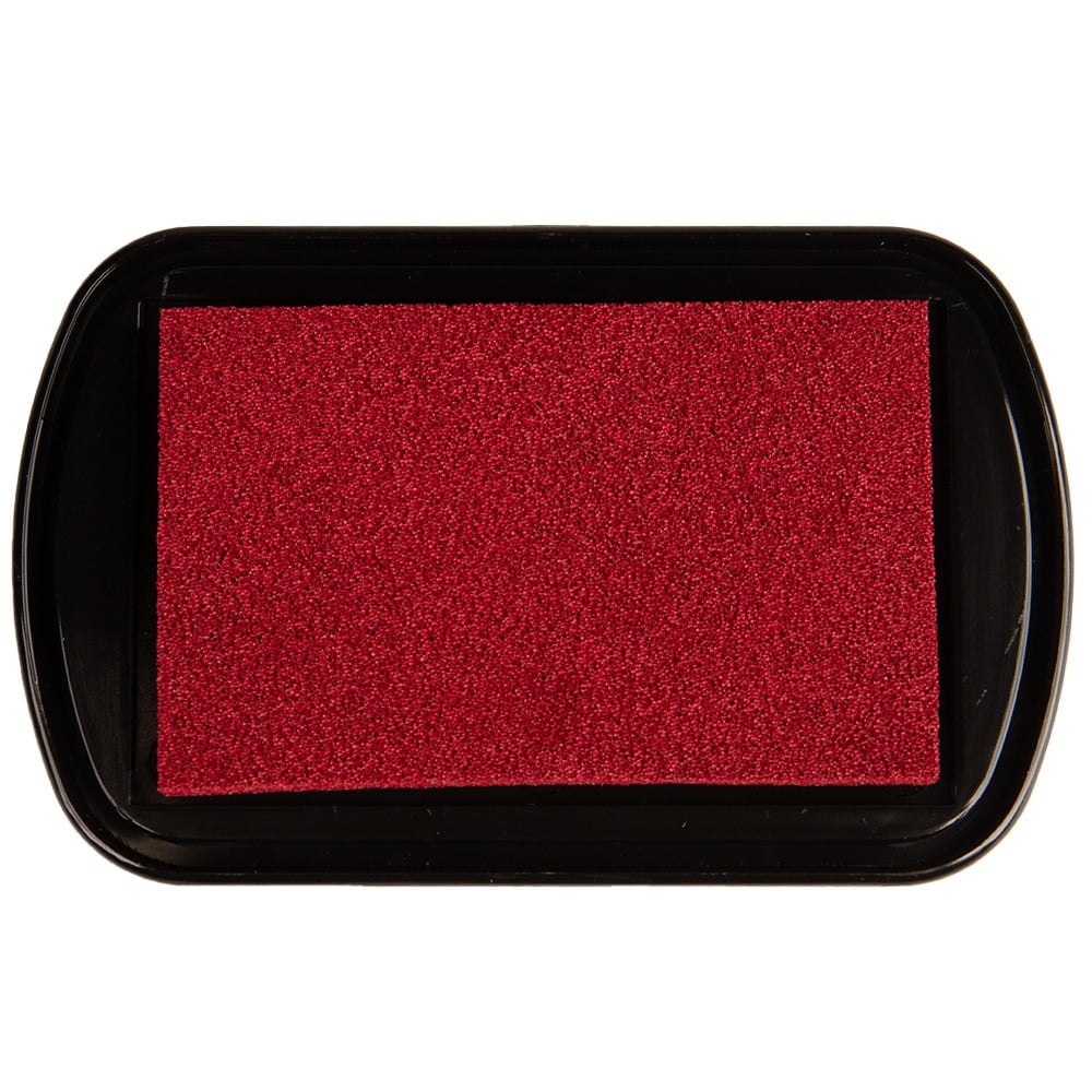 Craft County Pigment Ink Stamp Pad – Refillable Ink Pad in 15+ Colors – Raised Edges for Larger Stamps – Ruby