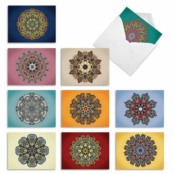 10 Pack Thank You Note Cards With Envelopes - Mandala Mania