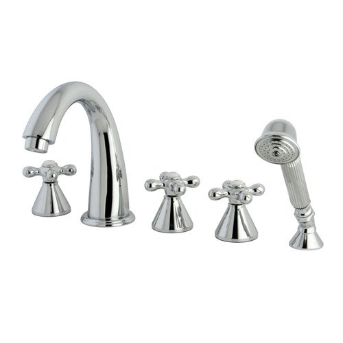 Kingston Brass Roman Triple Handle Deck Mount Roman Tub Faucet with