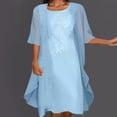 thumbnail image 2 of Conjunto de vestido de dos piezas de gasa y encaje para mujer: color liso, elegante e informal, material de poliéster, 2 of 7