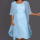 thumbnail image 2 of Conjunto de vestido de dos piezas de gasa y encaje para mujer: color liso, elegante e informal, material de poliéster, 2 of 7