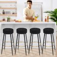 thumbnail image 3 of Furniliving 30" Height Faux Sherpa Backless Bar Stools Modern Barstools Set of 2 Island Chairs, Black, 3 of 10