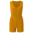 thumbnail image 4 of TAIAOJING Women Casual Jumpsuits Summer Shorts Jumpsuit Plain Scoop Neck Button Down Sleeveless Tank Top Rompers With Pockets, 4 of 5